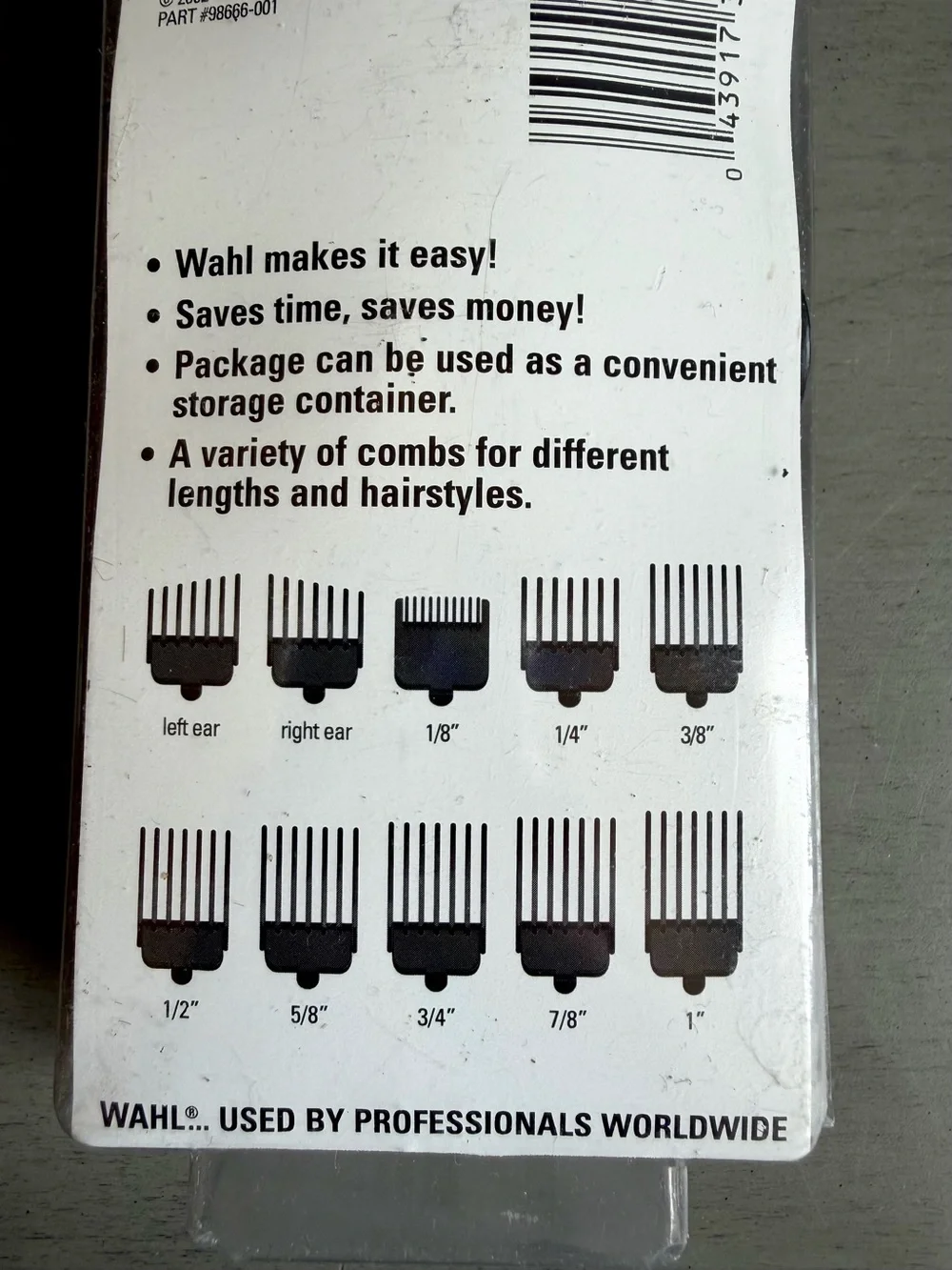 Wahl Hair Clipper Guide Comb Set of 10- 1/8